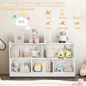 English Elm Wooden Five Cube Open Organizer Low Profile Montessori Bookshelf for Playroom or Nursery White T3210P476850