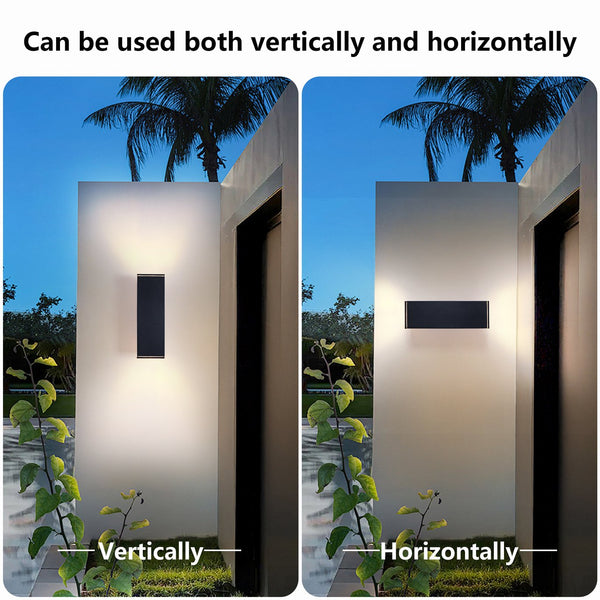 English Elm 12in Matte Black Aluminum Outdoor Wall Sconces up Down Lighting for Porch Patio Set of 4 W2312P416012