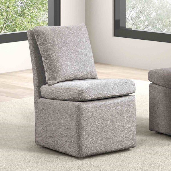 English Elm Light Gray Finish Contemporary Dining Chair Set of 2 with Removable Back Pillow, Casters, Cushioned Comfort for Modern Homes Cafés B2741P406963