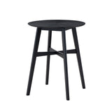 English Elm 3 Pieces Bar Table Set,Modern Round Counter Height Pub Table, Wooden High Top With Bar Stools Pub Dining Set For Kitchen,Restaurant,Cocktail Bar,Black