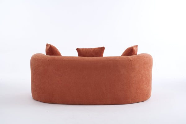 English Elm Crescent-shaped Curved Chenille Loveseat Low Profile Deep Seat Modern Living Room Sofa Orange W5188P450351