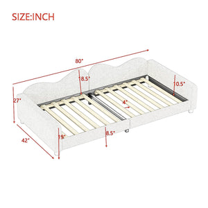 English Elm Twin Sherpa Upholstered Daybed with Cloud-Shaped Backrest, Cozy Sofabed Design, No Box Spring Needed Pink 42.5 L x 25.5 W x 8 H N733P234602H