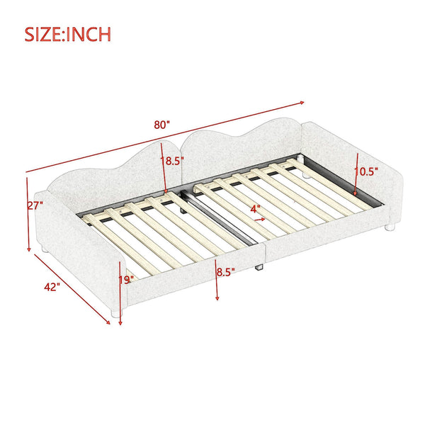 English Elm Twin Sherpa Upholstered Daybed with Cloud-Shaped Backrest, Cozy Sofabed Design, No Box Spring Needed Pink 42.5 L x 25.5 W x 8 H N733P234602H