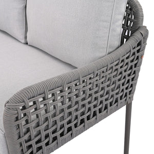 English Elm K&K 6-Piece Rope Patio L-Shaped Sectional Set with Acacia Wood Ice Box Table and Deep Cushions Grey N707S000014G