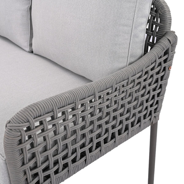 English Elm K&K 6-Piece Rope Patio L-Shaped Sectional Set with Acacia Wood Ice Box Table and Deep Cushions Grey N707S000014G