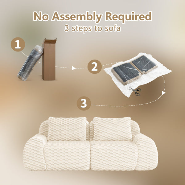 English Elm 82" Modular Sectional Sofa Flannelette Upholstery Deep Seat No Assembly Living Room Cream W714P377086