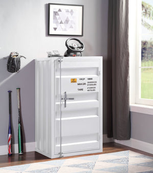 English Elm White 1-Door Chest Container-Lock Style with 5 Compartments, 4 Metal Shelves, Rugged Iron Storage (48"x28"x22") B062P209020