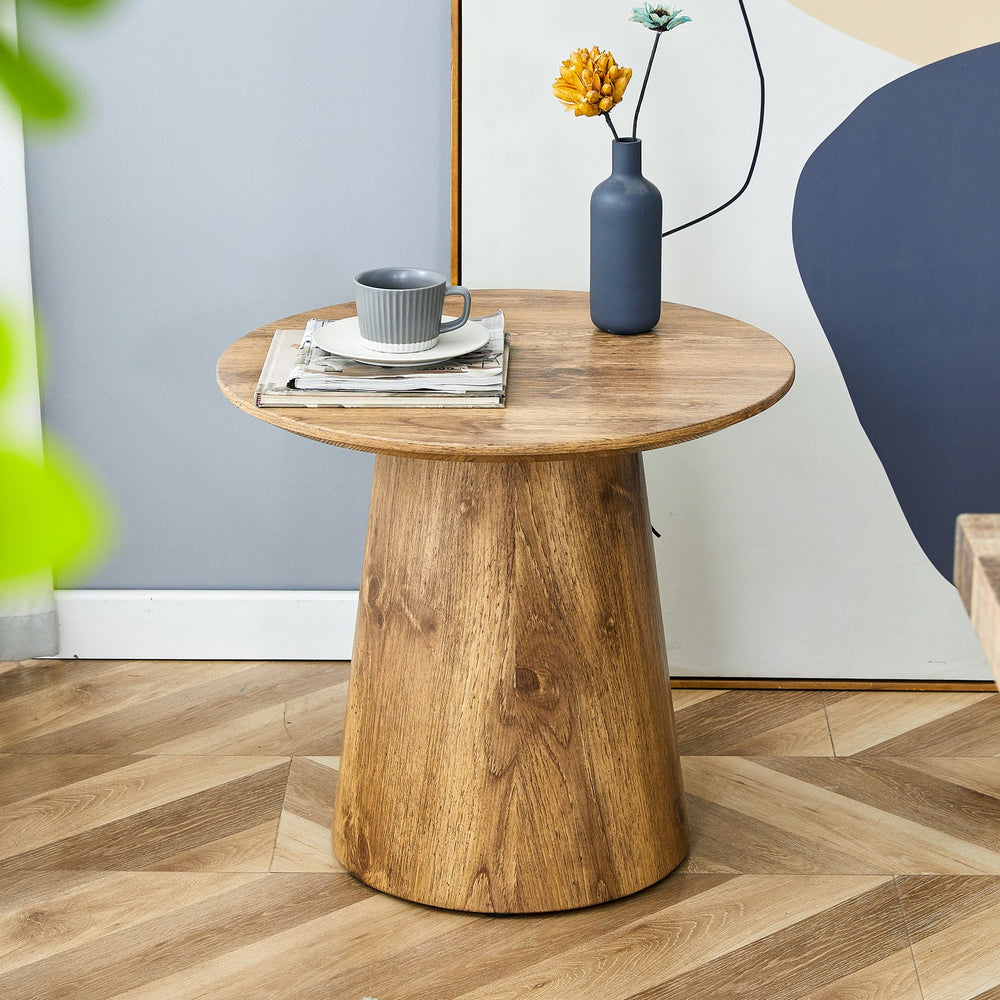 English Elm Natural Wood Grain Round Mdf Side Table Compact Living Room Accent with Leveling Legs W2920P375104