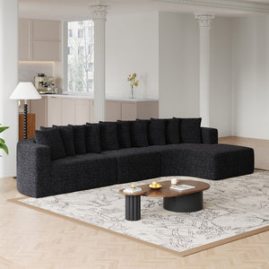 English Elm 131.1-inch Chenille Cloud Sectional with Memory Foam Curved Modular Living Room Sofa W3505S00013