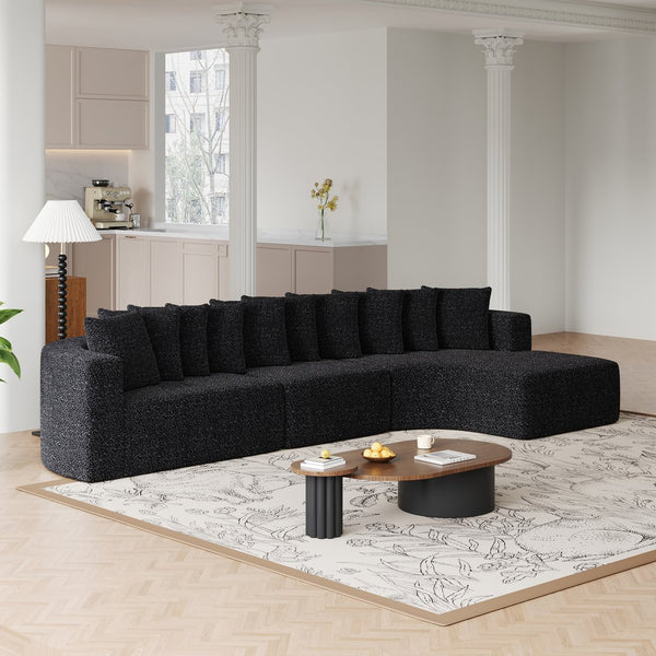 English Elm 131.1-inch Chenille Cloud Sectional with Memory Foam Curved Modular Living Room Sofa W3505S00013