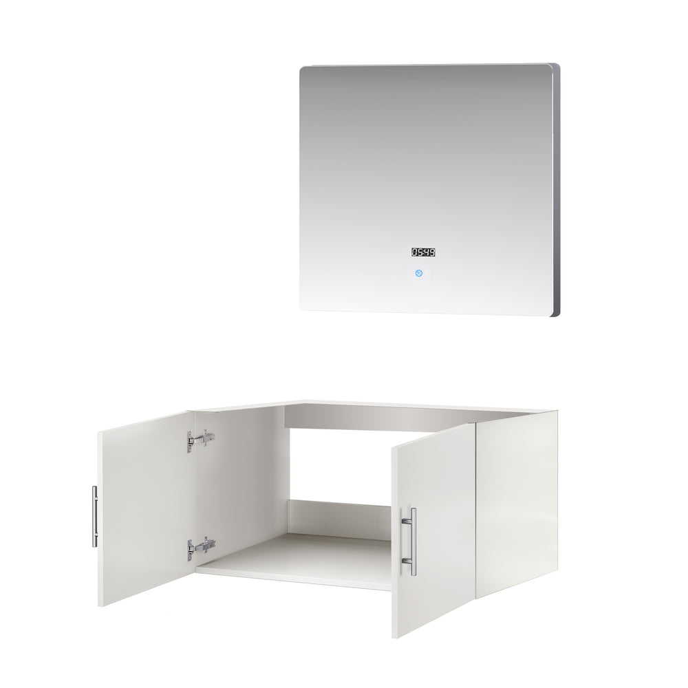 English Elm Glossy White Bath Vanity Set With 36 In. Led Mirror – Modern Design, Quick Installation & Storage B2731S00535