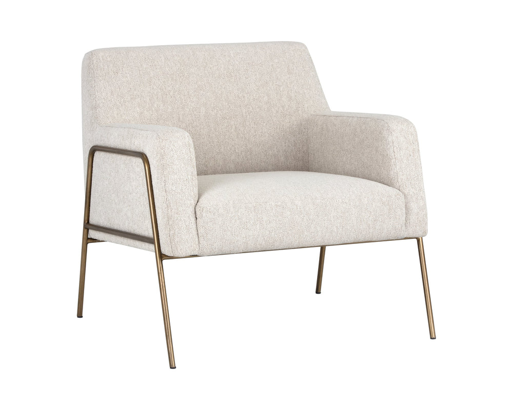 Sunpan Cybil Lounge Chair - Stylish Comfort with Modern Design and Antique Brass Legs for Your Space Dove Cream