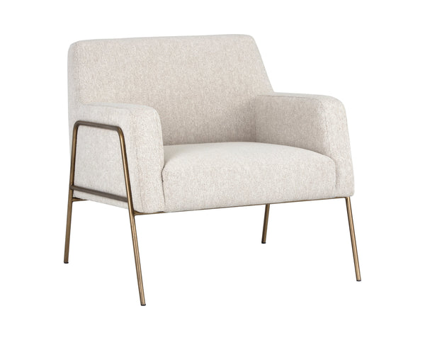 Sunpan Cybil Lounge Chair - Stylish Comfort with Modern Design and Antique Brass Legs for Your Space Dove Cream