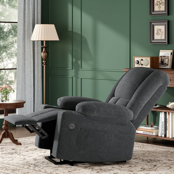 English Elm Power Lift Recliner Chair With Massage, Heat Therapy, Usb Ports & Cup Holders For Ultimate Comfort P1 T3623P380490-GIGA