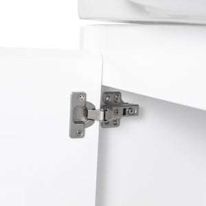 English Elm 28'' Floating Bathroom Vanity with Ceramic Sink Soft Close Door Melamine Cabinet Glossy White W999P426642