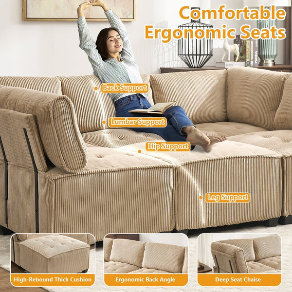 English Elm United We Win U-Shaped Modular Sectional Sofa - Cozy 6-Seat Couch With Reversible Chaise & Pet-Friendly Design W1568S00155-GIGA