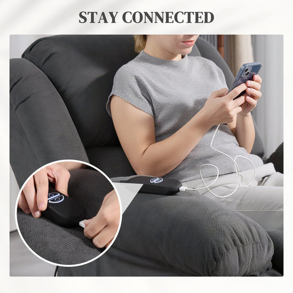 English Elm Massage Power Lift Recliner with Velvet Fabric Heat Lumbar and Eight Vibration Points T3971P405219