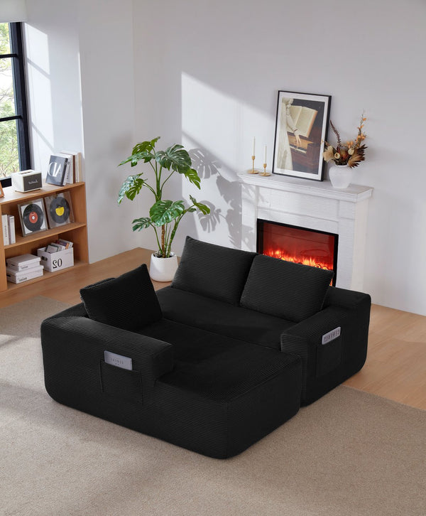 English Elm 104''cloud Modular Sectional Sofa Deep Corduroy Seat with Chaise for Living Room W3975S00047