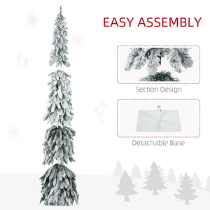 English Elm Homcom 7Ft Prelit Pencil Christmas Tree With 534 Snow Flocked Branches & 350 Led Lights For Narrow Spaces W2225P249623