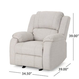 English Elm Christopher Knight Home® - Manual Recliner Chair Linen Upholstery, Compact Space-Saving Design with Dual-Angle Lever for Cozy Relaxation Beige 62812.00BGE