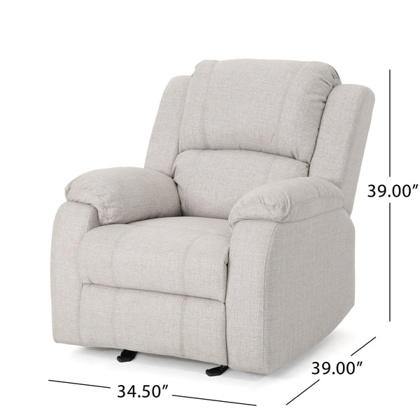 English Elm Christopher Knight Home® - Manual Recliner Chair Linen Upholstery, Compact Space-Saving Design with Dual-Angle Lever for Cozy Relaxation Beige 62812.00BGE