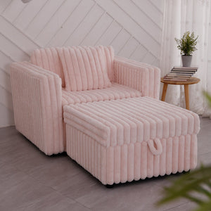 English Elm 44.9"Soft Modular Sofa with Removable Zipper Cushions, Hidden Hydraulic Storage, Easy Cleanability Light Pink W1767S00015