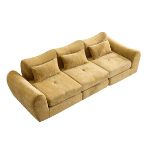 English Elm Modular Cloud Sectional Sofa Bed with Flannelette Upholstery for Flexible Living Yellow W1829S00077