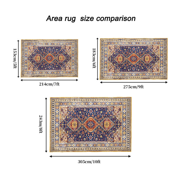 English Elm Area Rug 8X10 Vintage Bohemia Persian-Inspired Non-Slip Washable Rug For Living Room & Bedroom W2907P265139