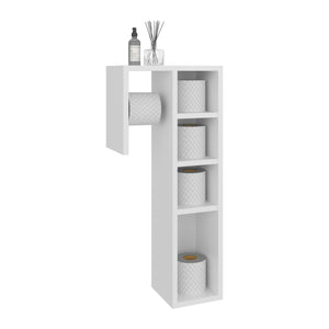 English Elm Lodi Slim Freestanding Toilet Paper Cabinet in Kronos White — Vertical Compact Storage & Décor Shelf B070P368061