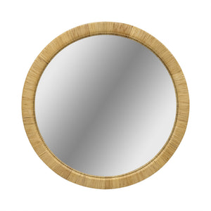 English Elm 36" Woven Rattan Round Wall Mirror Bohemian Organic Texture for Living Room or Entryway B035P437550