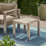 Christopher Knight Home® - Noble House - Cape Coral Outdoor Aluminum Side Table With Glass Top