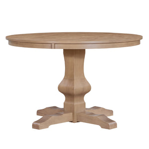 English Elm Christopher Knight Home® - Round Rustic Dining Table With Pedestal Base - Light Natural Finish, Durable Solid Wood & Mdf Design N771P355874A_N771P355875A