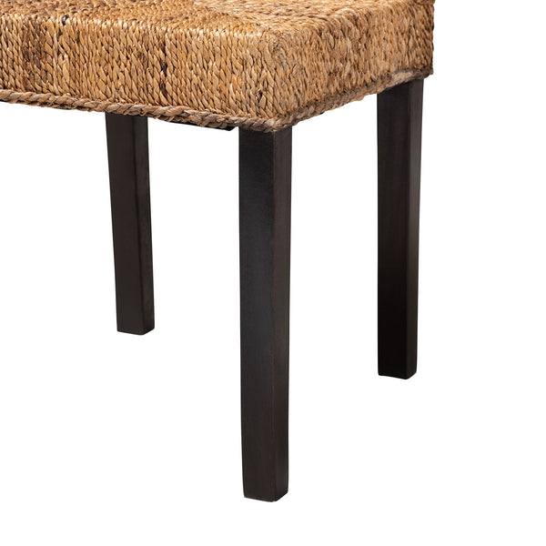 English Elm Modern Seagrass Woven Acacia Wood Dining Chair Set Bohemian Organic Style B2750P467655