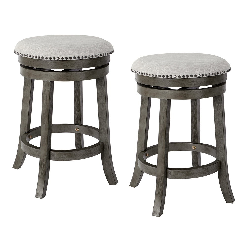 OSP Home Furnishings Round Backless Swivel Stool - Set of 2 Grey