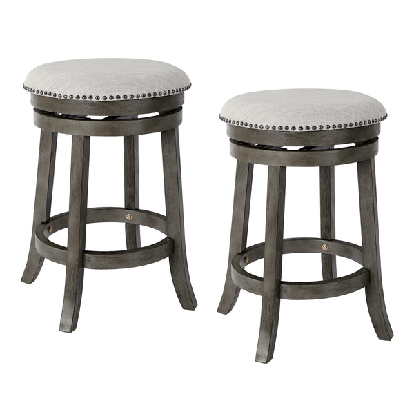 OSP Home Furnishings Round Backless Swivel Stool - Set of 2 Grey