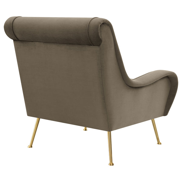 English Elm Lundy Truffle Romantic Mid-Century Accent Chair with Textured Upholstery, Welt Trim & Gold Legs B062P358333