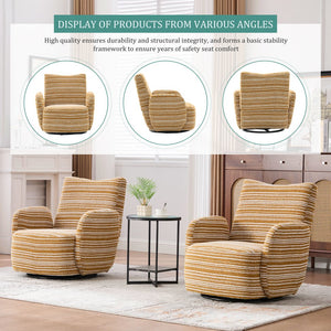 English Elm Modern Boucle 360° Swivel Leisure Chair with High‑Resilience Sponge, Supportive Curve, 550lb Capacity Mustard yellow W395P355482