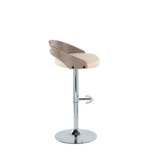 English Elm Adjustable Swivel Barstools Set of 2 Faux Leather Cream Padded Counter Seating B202S02166