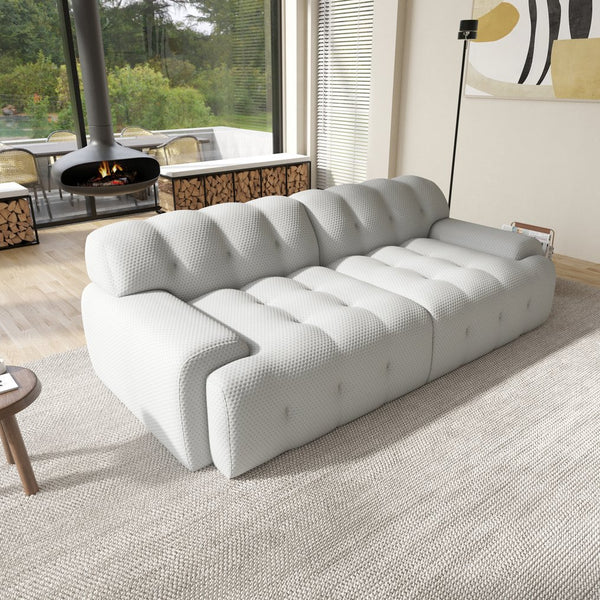 English Elm Bubble Sectional Sofa Comfort - 3D-Knitted Two-Seater Loveseat In Versatile Grey For Modern Spaces B341S00009