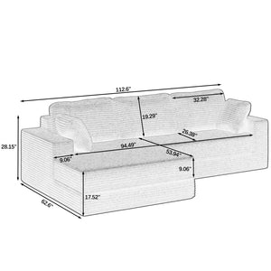 English Elm Left Sectional Corduroy Sleeper Sofa Modular L Shape Design for Modern Apartments W487S00300