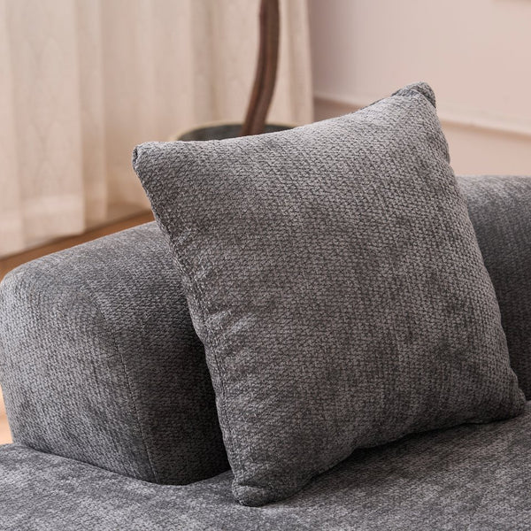 English Elm Crescent-shaped Chenille Sofa Curved Low-back Two-seater with Cloud-like Deep Cushions Gray W2012P375739