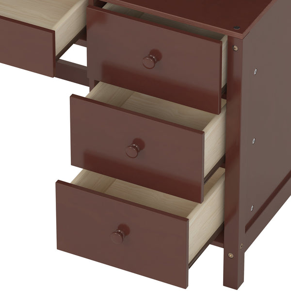 English Elm Vintage 40'' Home Executive Desk Set with Upholstered Chair and Built-In Bookshelf for Stylish Productivity Espresso 44 L x 23 W x 13.5 H N733P272894P