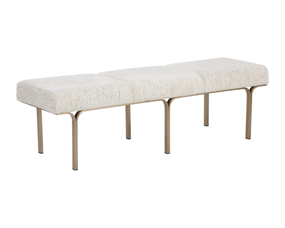 Sunpan NUVELLA Upholstered Bench - Hailey Moon Fabric with Slim Metal Frame for Modern Minimalist Spaces 112574