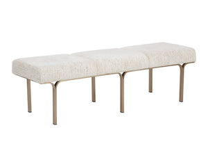 Sunpan NUVELLA Upholstered Bench - Hailey Moon Fabric with Slim Metal Frame for Modern Minimalist Spaces 112574