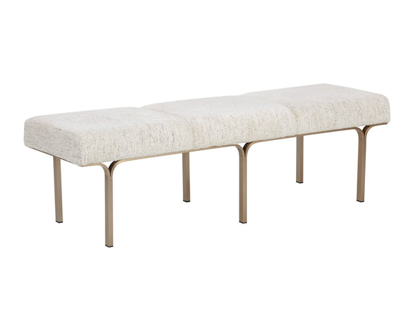 Sunpan NUVELLA Upholstered Bench - Hailey Moon Fabric with Slim Metal Frame for Modern Minimalist Spaces 112574
