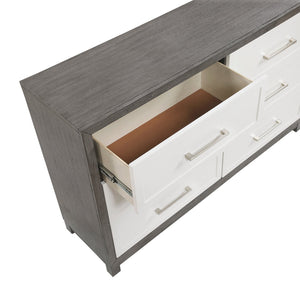 English Elm Six Drawer Transitional Dresser with Dovetail Joints Polished Hardware Bedroom Storage B011P290770