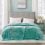 Beautyrest Heated Plush Casual Blanket BR54-0906 Aqua