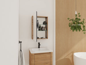 English Elm 20'' Wall Mounted Bathroom Medicine Cabinet with Mirror Adjustable Shelves Plywood W999P470282