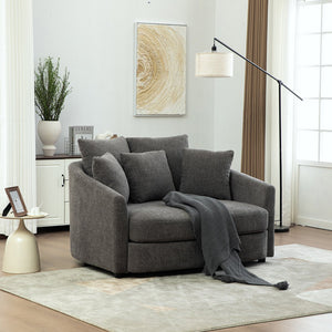 English Elm 56.3'' Oversized Barrel Lounger Chenille Cuddle Chair with Pocket Spring Deep Seat Gray W3118S00038