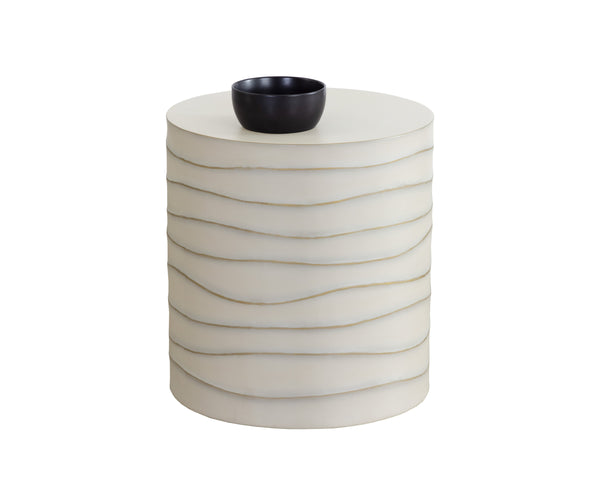 Sunpan Corey End Table - Handcrafted Concrete Design with Brass Accents for Stylish Indoor and Outdoor Spaces Summer Sand